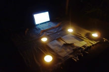 Arrangement of the documentation from the performance of Sanne Clifford.